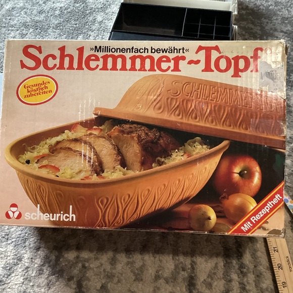 Vintage Schlemmer-Topf Scheurich Keramik Clay Cooking Bakeware #832 and New Book - Picture 10 of 14